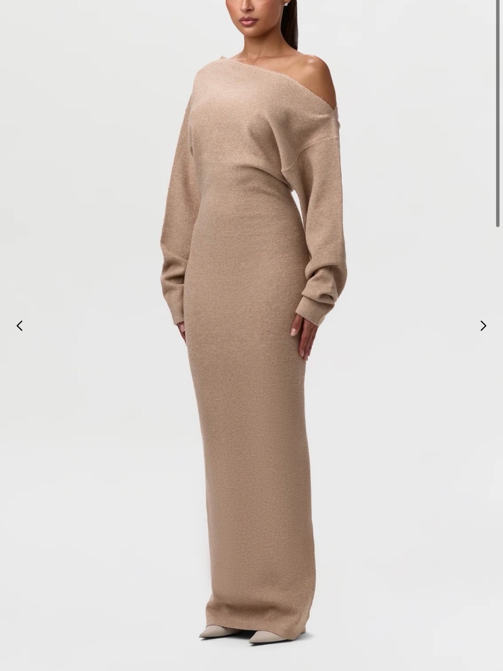 Naked Wardrobe Off-Shoulder Long Knit Dress